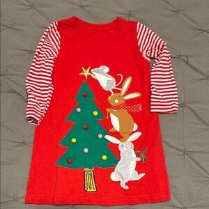 Festive Red Holiday Dress with Animal Appliqué